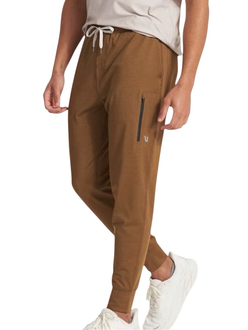 Men's Vuori Sunday Performance Brown Jogger Pants with Zip Pocket